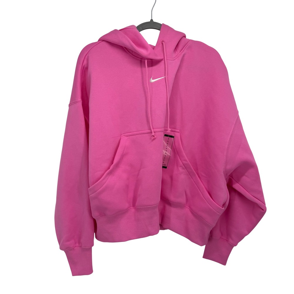 Nike Phoenix Fleece Hoodie Womens Small Pink Oversized Pullover DQ5858-676 NWT